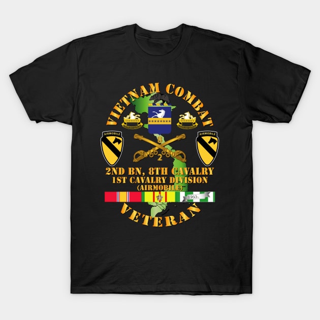 Vietnam Combat Cavalry Veteran w 2Bn 8th Cav COA - 1st Cav Div SSI T-Shirt by twix123844